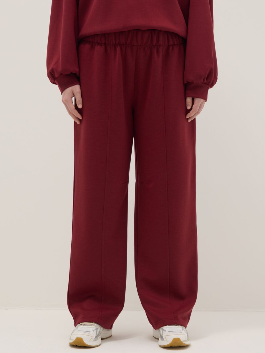 Cal&ccedil;as vermelhas de algod&atilde;o el&aacute;stico com ajuste relaxado_1