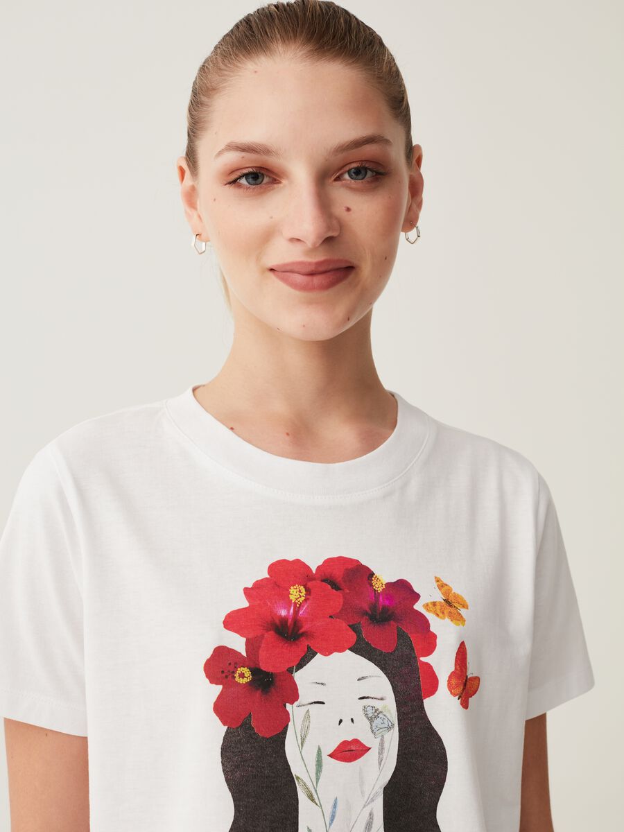 Cotton T-shirt with Anna Godeassi print_1