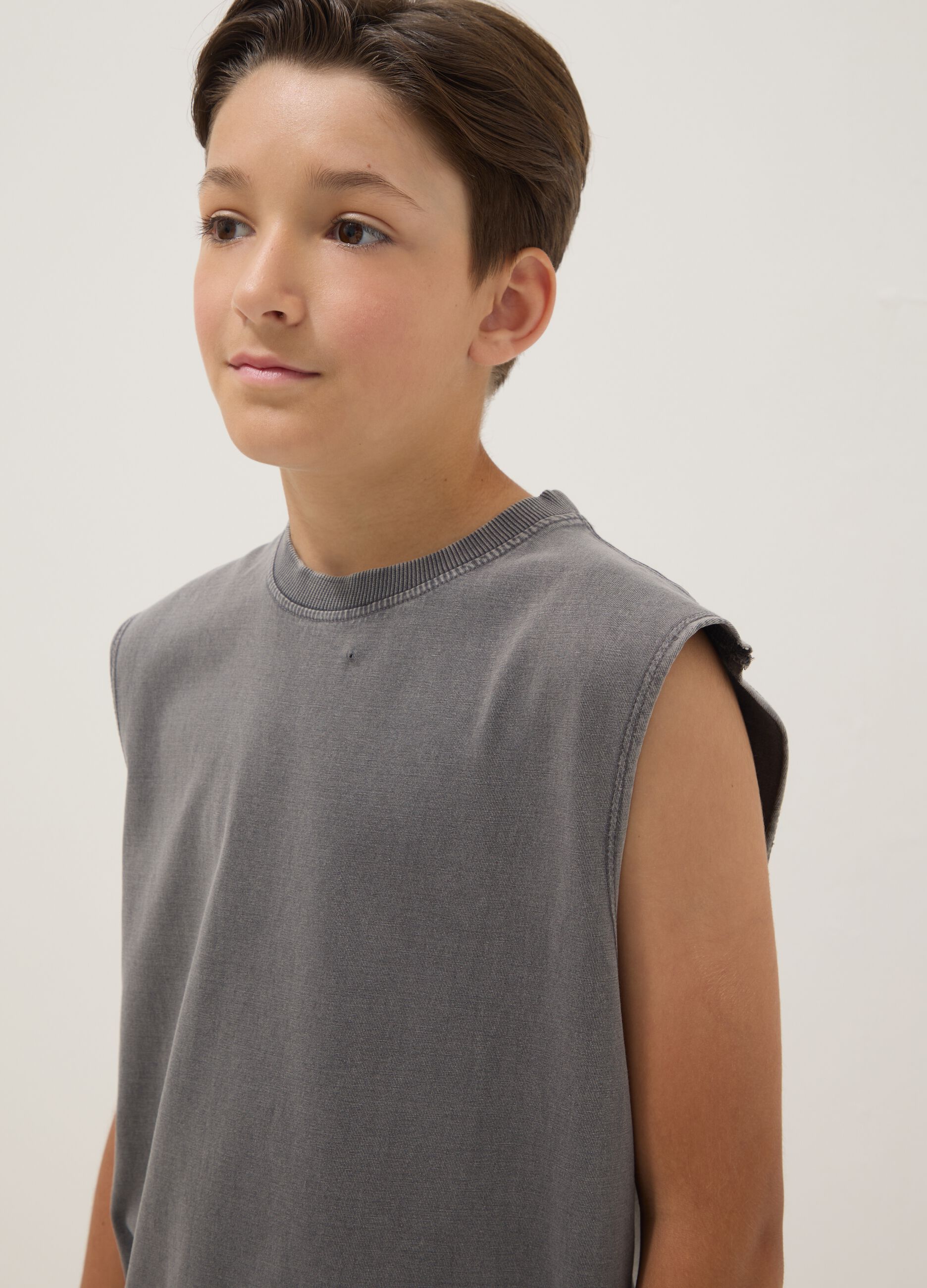 Grey pure cotton vest top