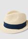 Beige paper-blend hat with blue band_1