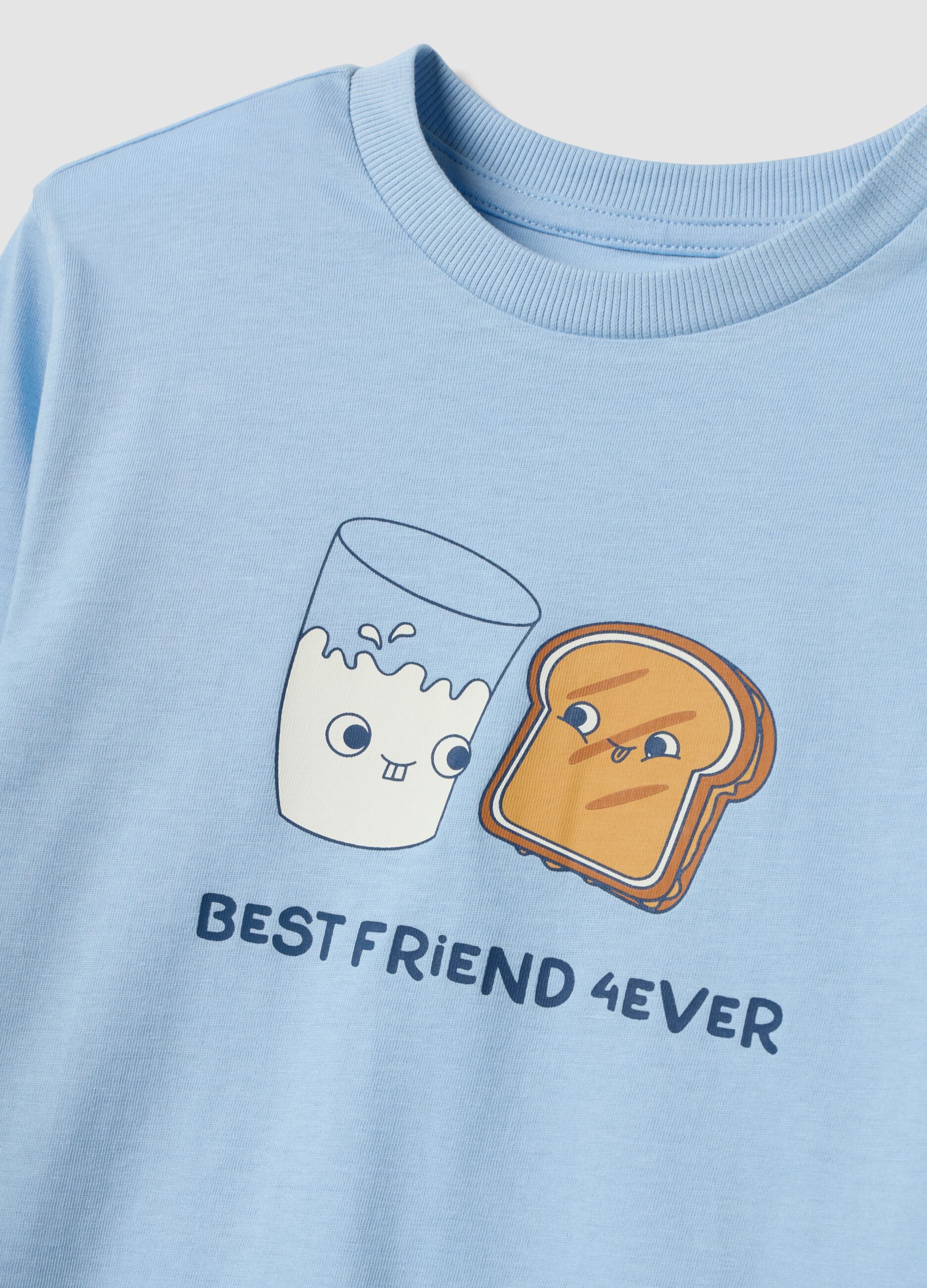 Pigiama azzurro in puro cotone organico con stampa "Best Friend 4 Ever"