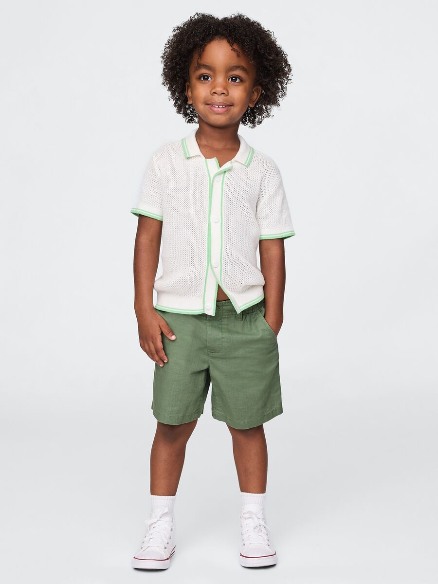 Green Linen and Cotton Shorts for GAP Kids_0
