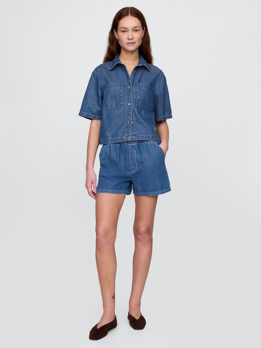 Denim shorts with elastic waistband_4