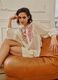 Beige pure cotton shirt with floral embroidery_0