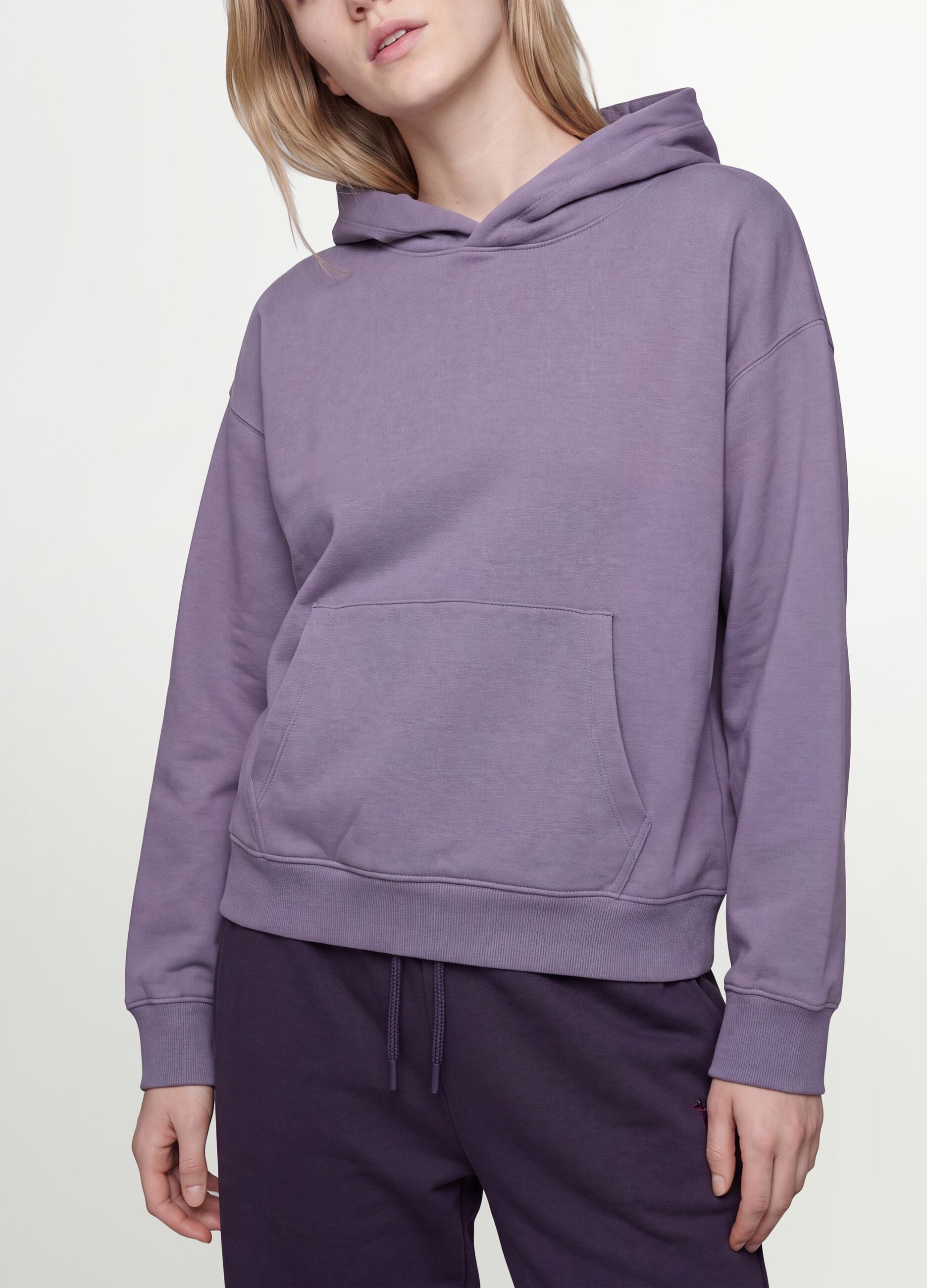 Sweatshirt com capuz roxa em mistura de algod&atilde;o, regular fit