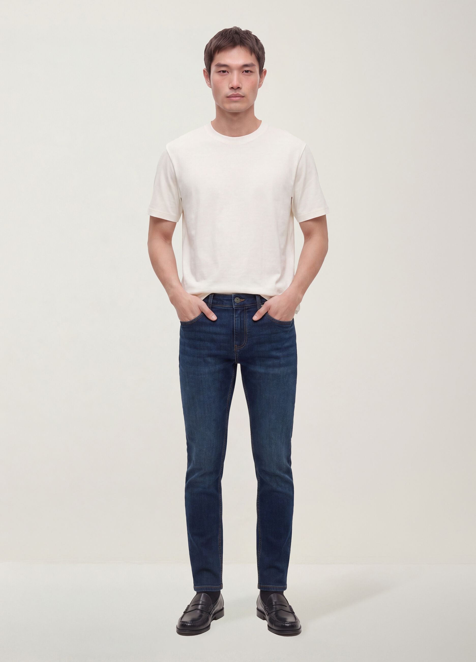 cal&ccedil;as de ganga skinny fit em algod&atilde;o el&aacute;stico