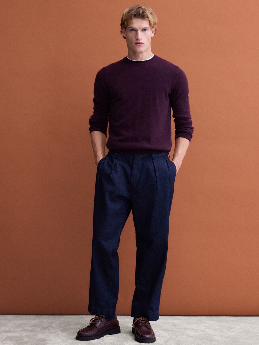 Purple pure wool crew-neck jumper, regular fit_2