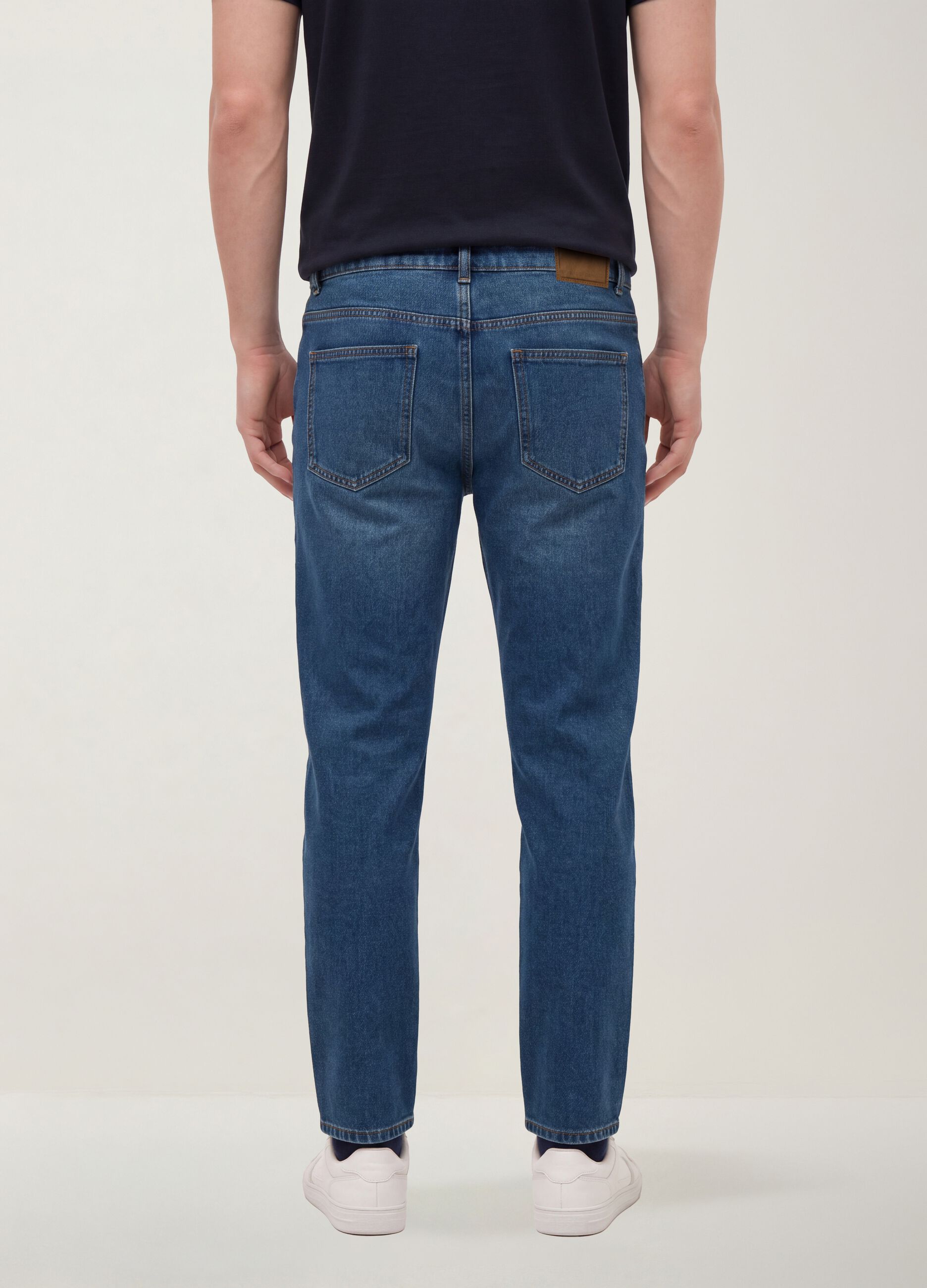 Blue denim slim-fit jeans in cotton and viscose blend