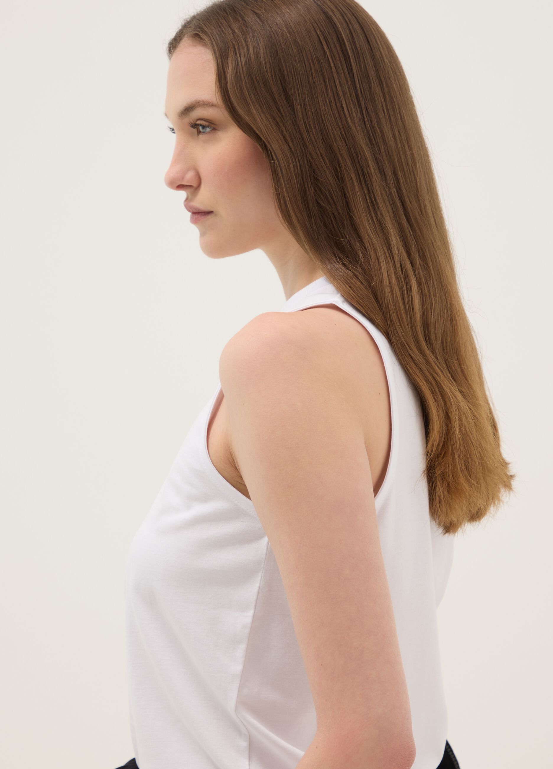 White pure cotton tank top