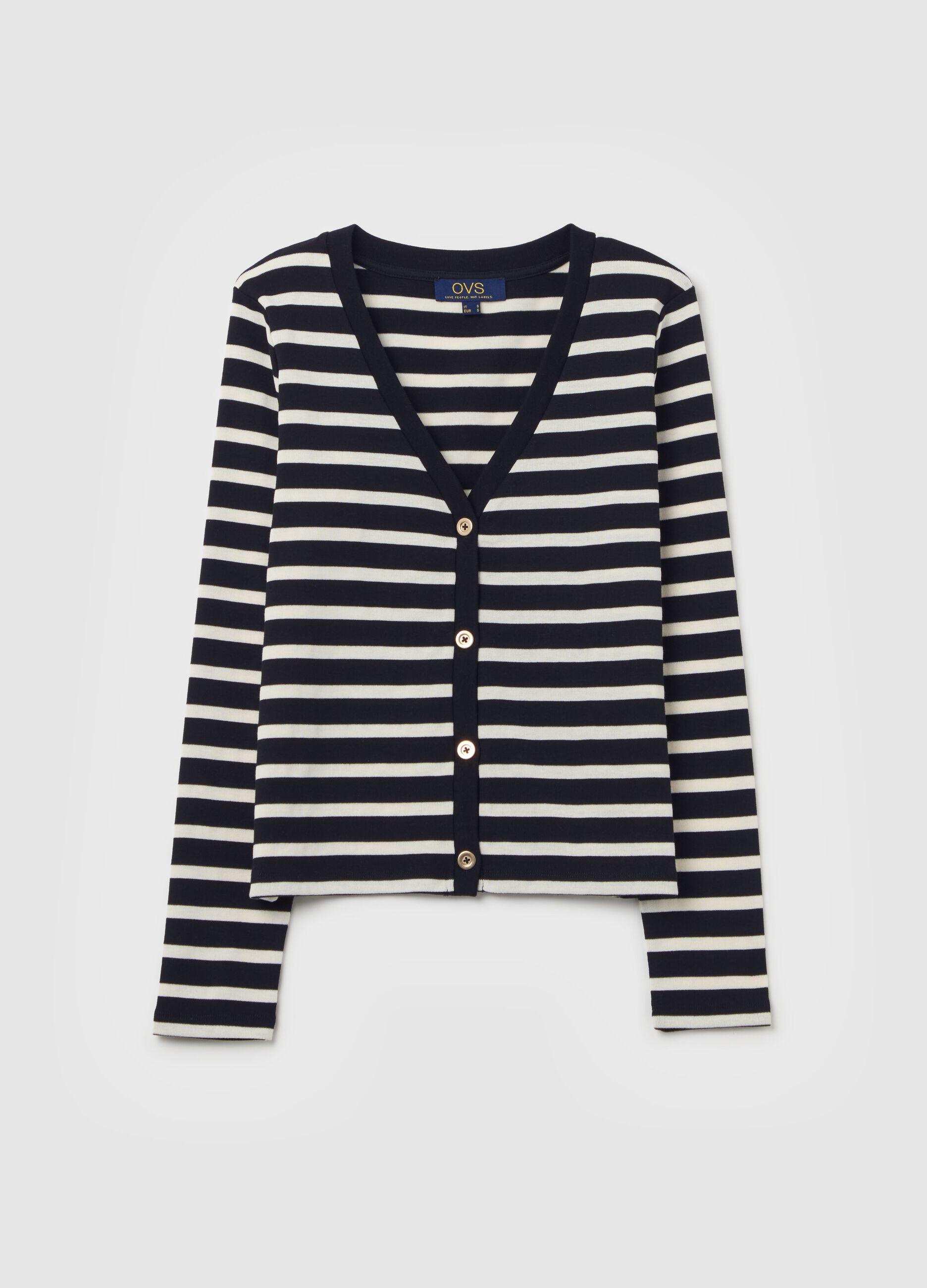 Striped cardigan with V neck