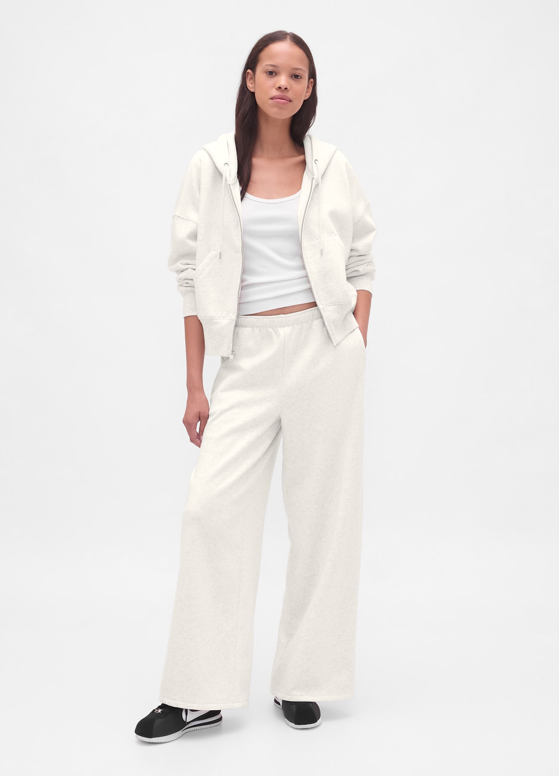 White Cotton Blend Trousers
