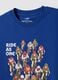 Blaues T-Shirt aus reiner Baumwolle mit Print, Regular Fit_5