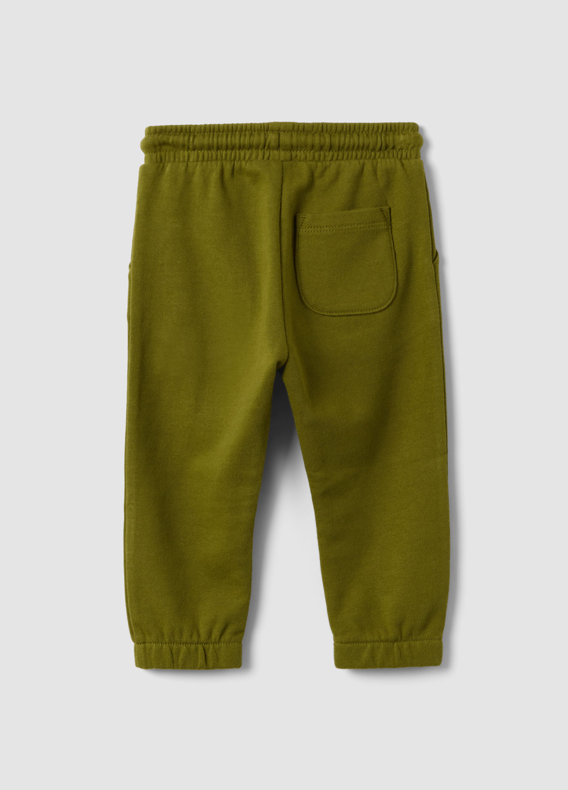 Cal&ccedil;as jogger verdes em puro algod&atilde;o org&acirc;nico com cord&atilde;o para menino