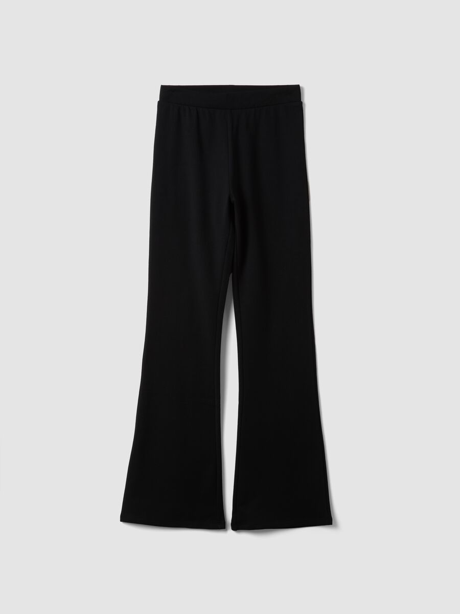 Leggings neri flare in cotone elasticizzato_0