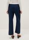 Wide-leg blue denim pure cotton trousers with elastic waist_2