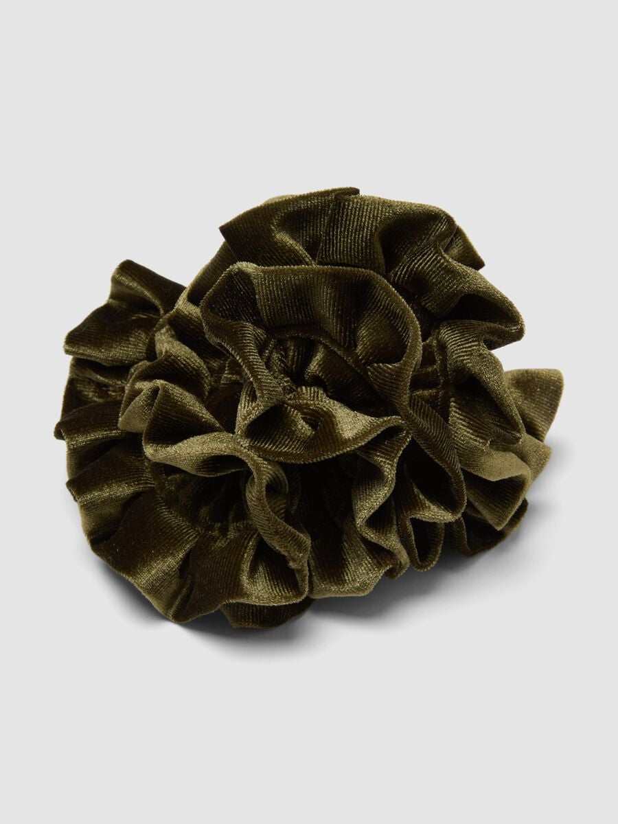 Scrunchie verde effetto vellutato_2