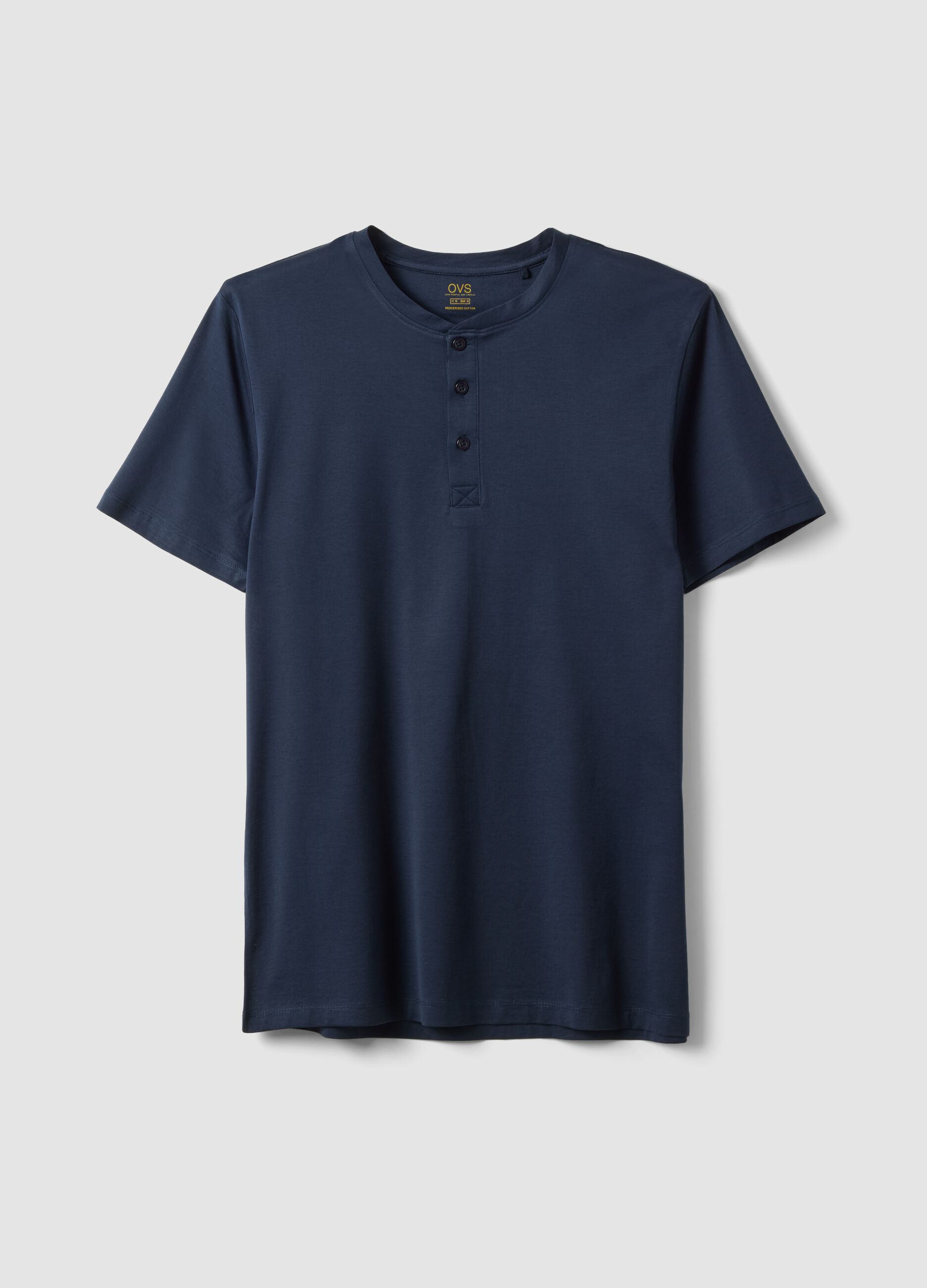 Blue pure cotton regular-fit T-shirt