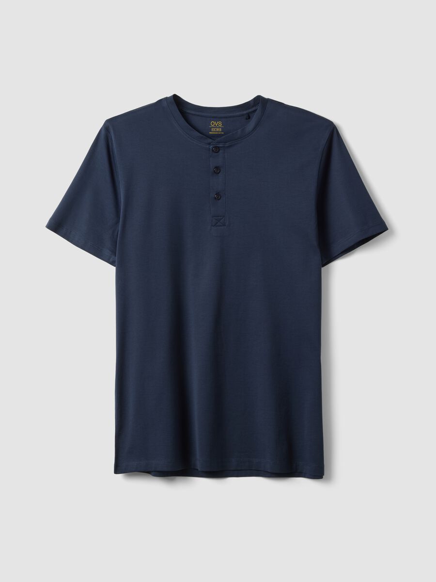 Blue pure cotton regular-fit T-shirt_4