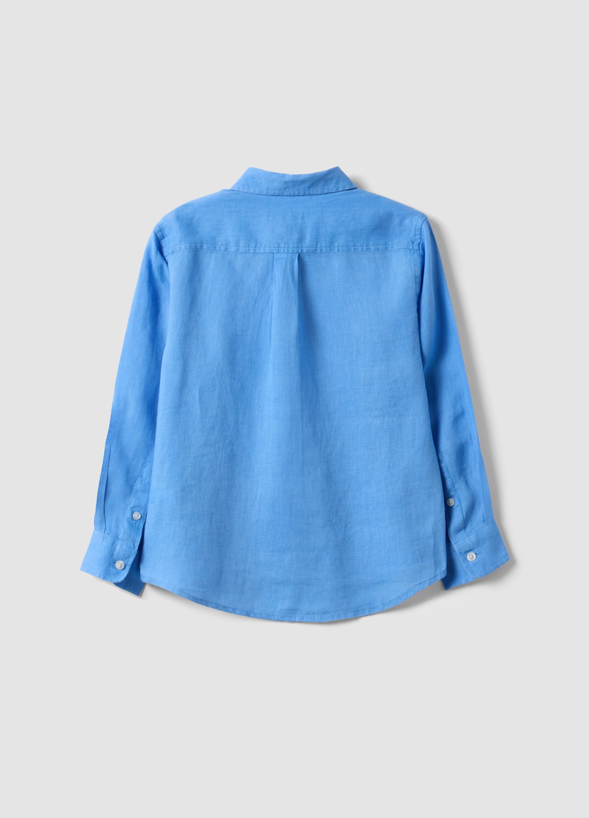Kids&rsquo; oversized-fit light blue pure linen shirt