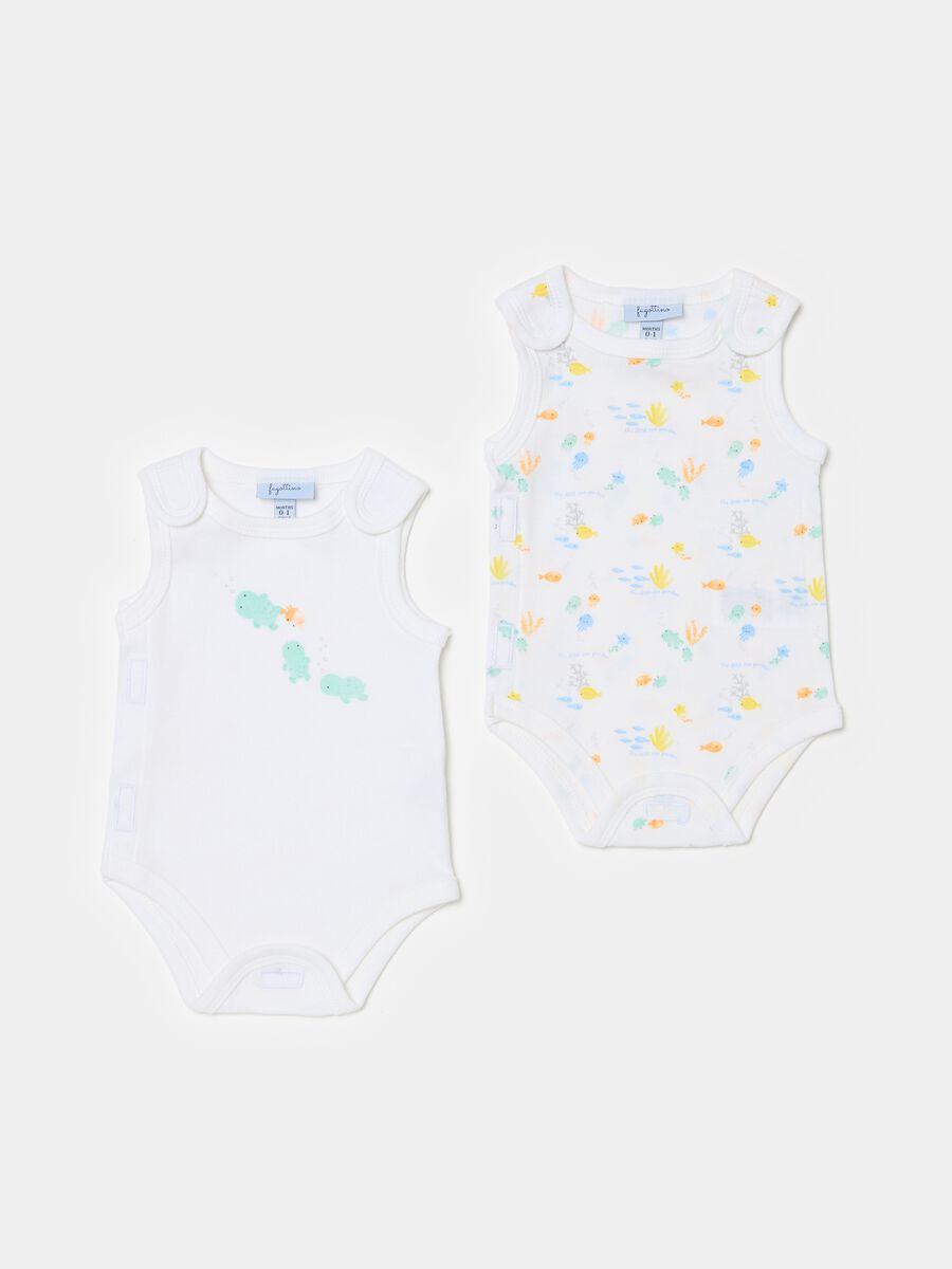 Two-pack organic cotton bodysuits with Velcro_0