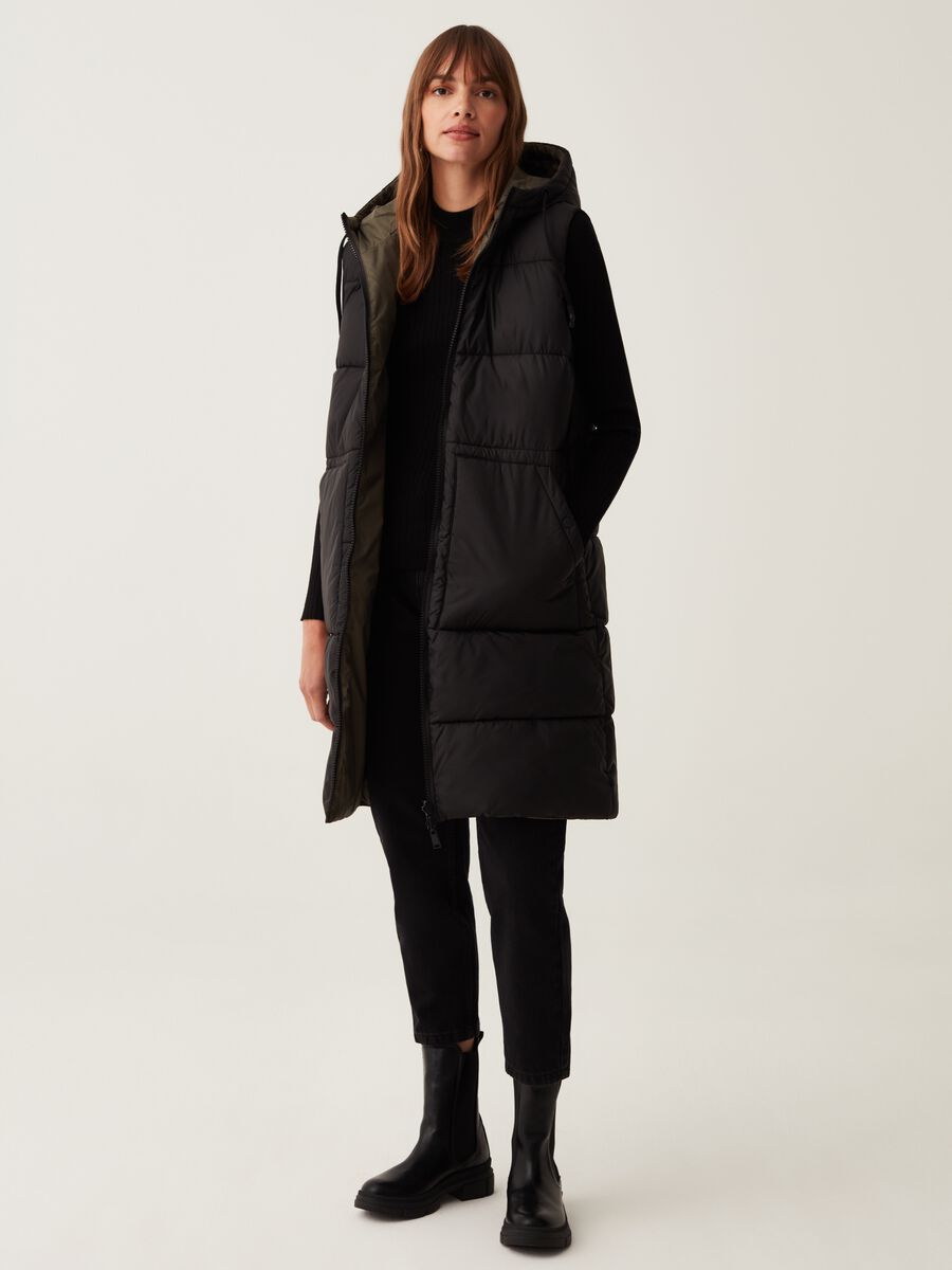 Double-face long vest with hood_0