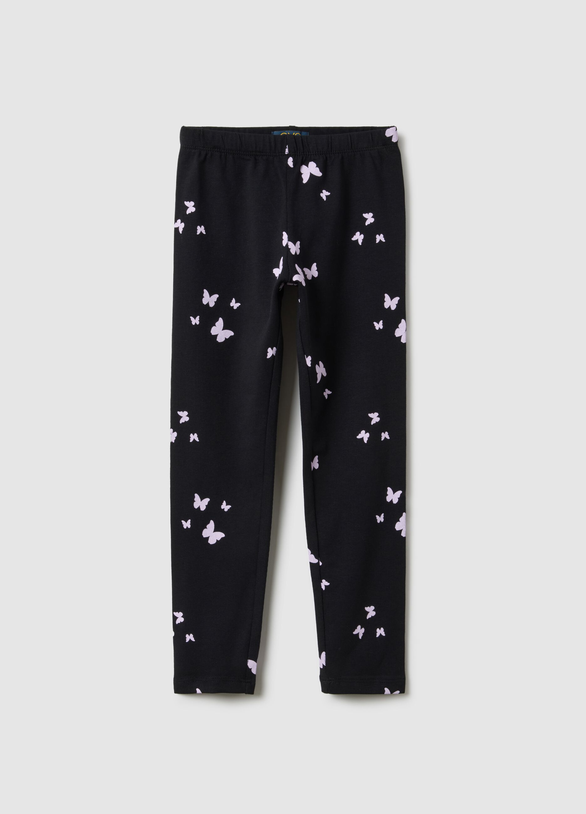 Schwarze skinny-fit elastische Baumwoll-Leggings f&uuml;r M&auml;dchen