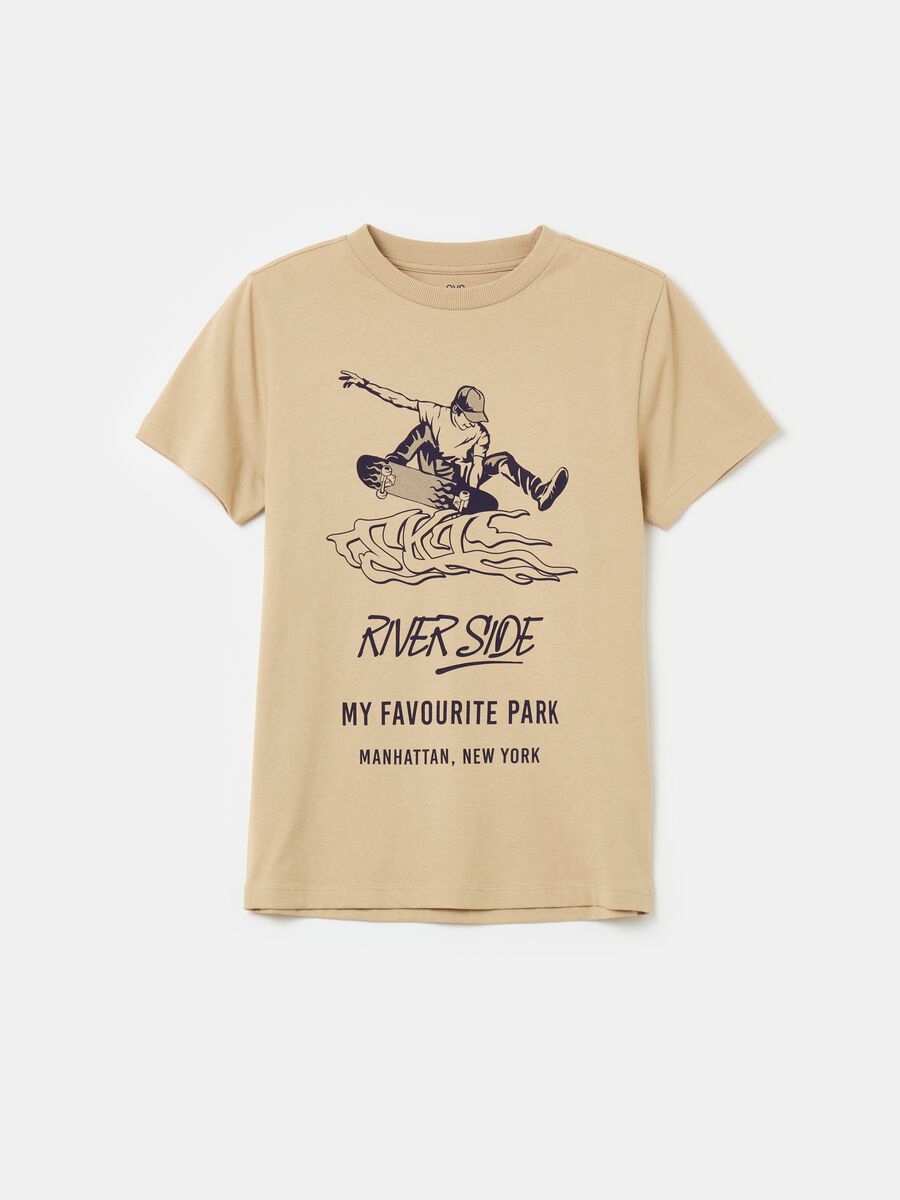 T-shirt in cotone con stampa skateboard_0