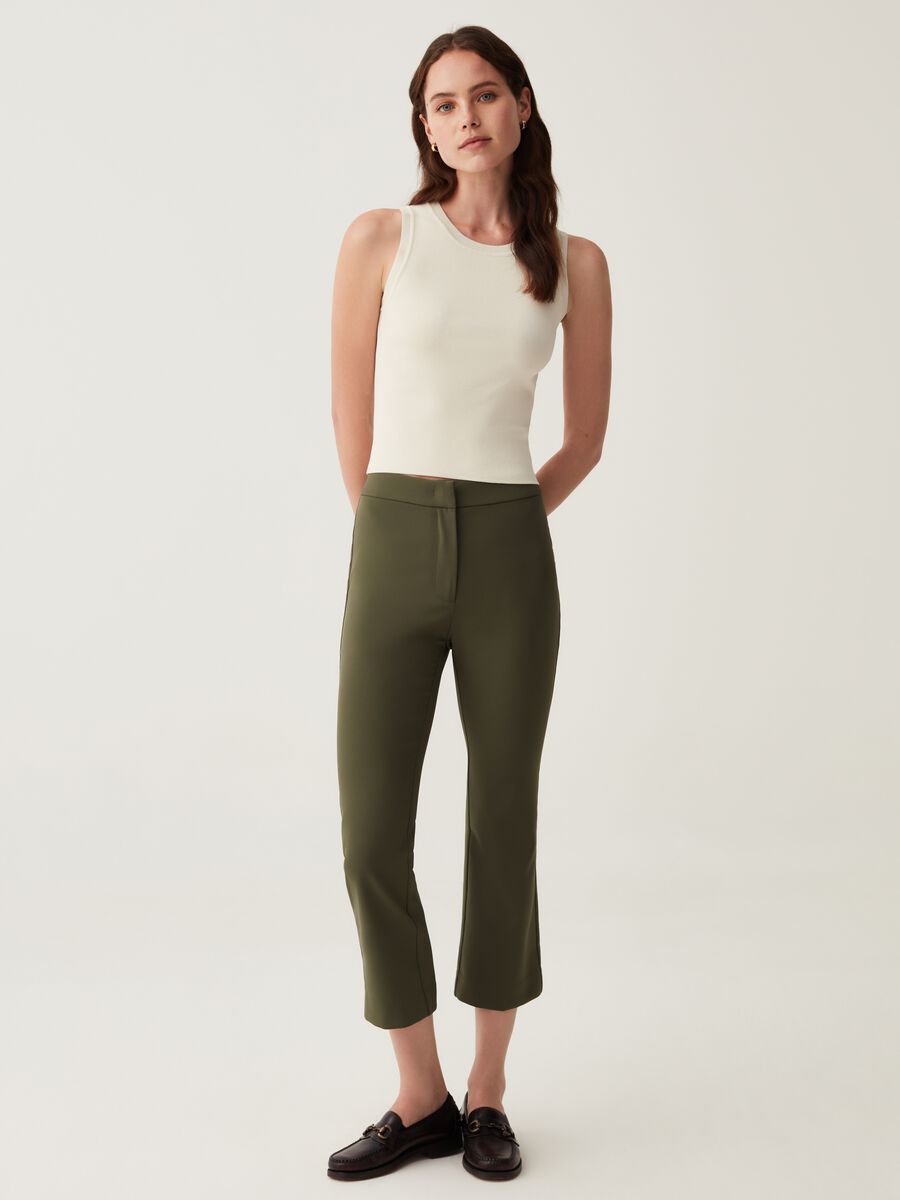 Cropped flare-fit trousers_0