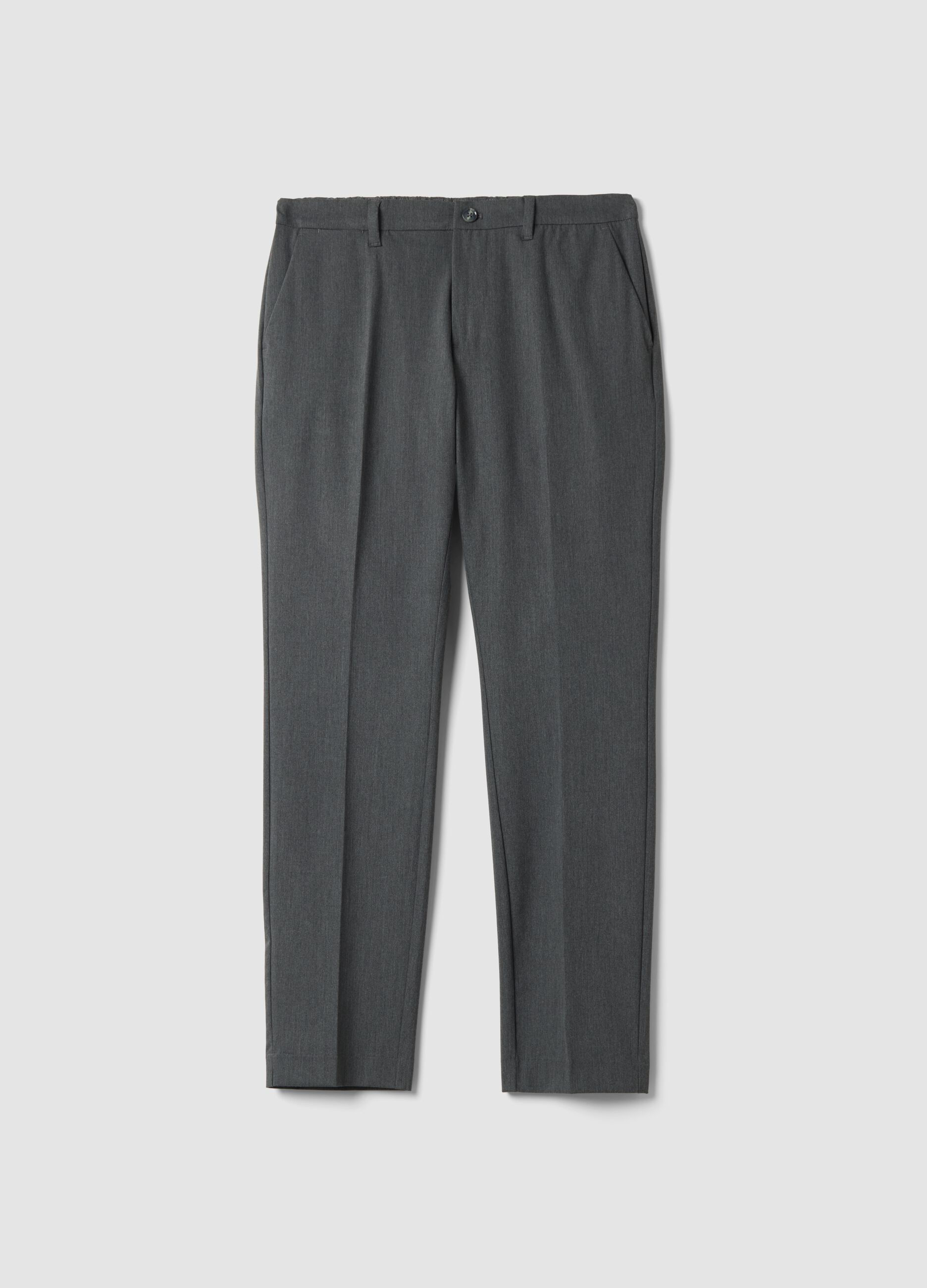 Grey slim-fit stretch viscose twill chino trousers