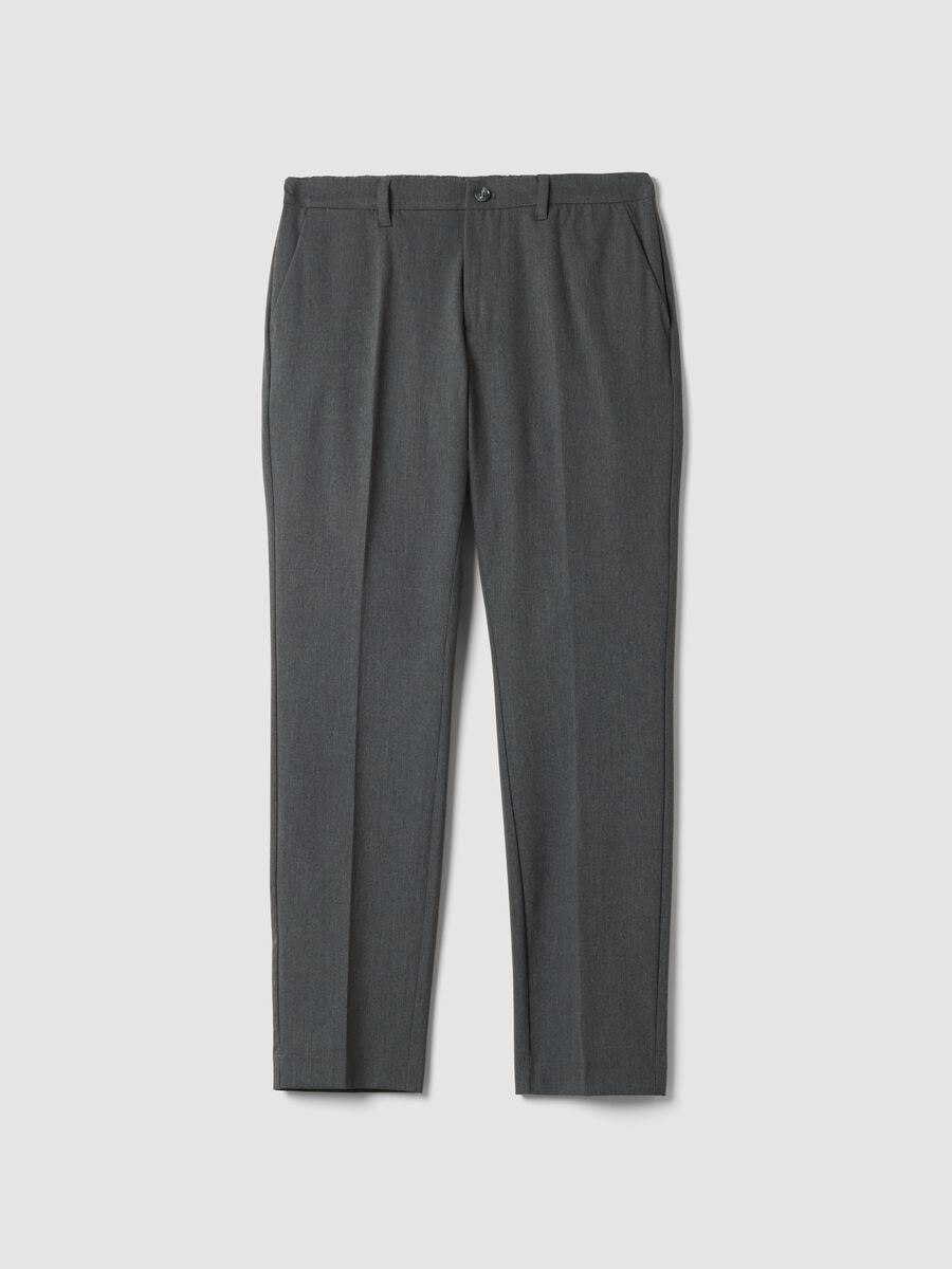 Grey slim-fit stretch viscose twill chino trousers_0