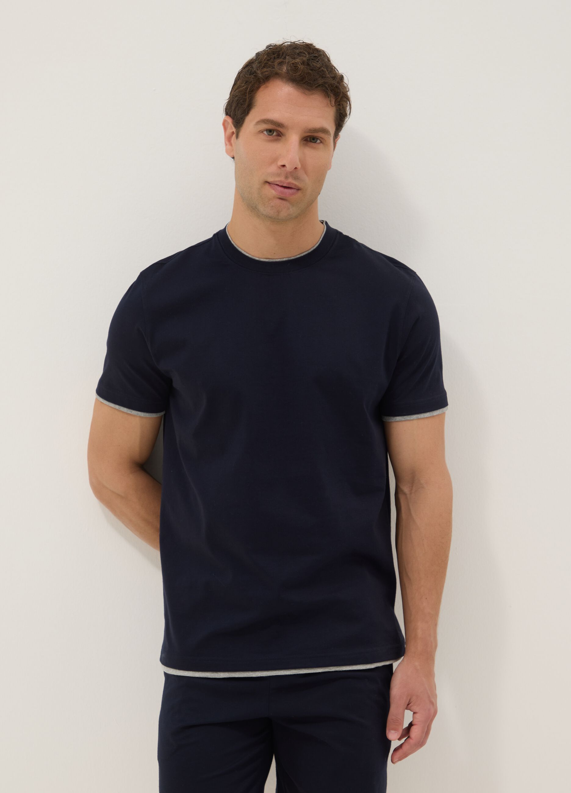 Navy mercerised pure cotton pyjamas