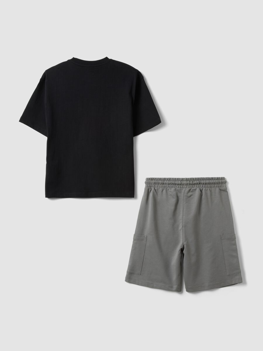 Black and grey pure cotton boys&rsquo; co-ord set with print, oversized fit_1