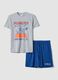 Men's grey short cotton pyjama set with Peanuts print, regular fit_4
