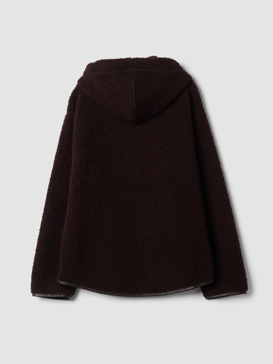 Dark brown sherpa hoodie sweatshirt with crew neck_2