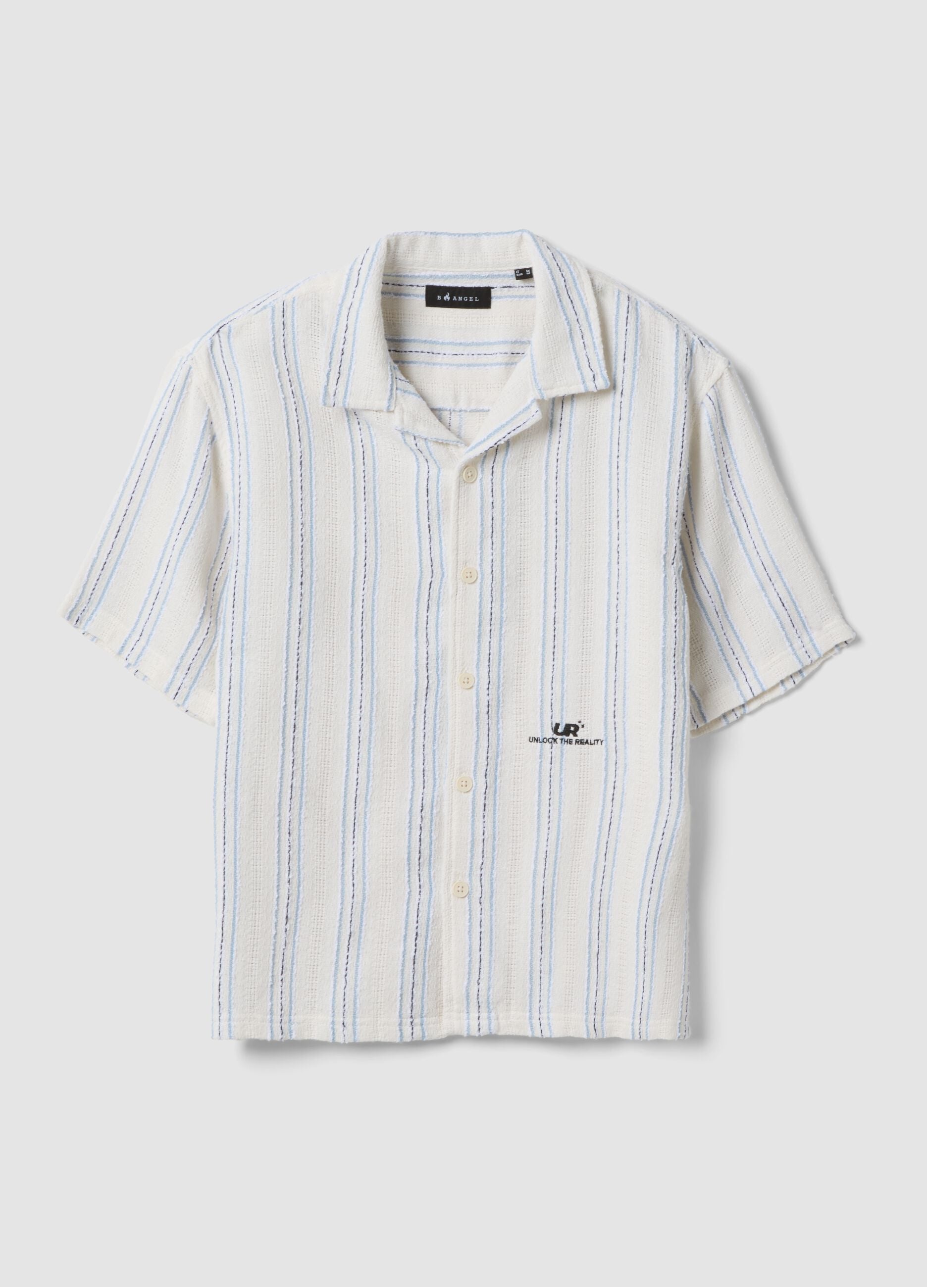 White striped cotton-blend oversized shirt