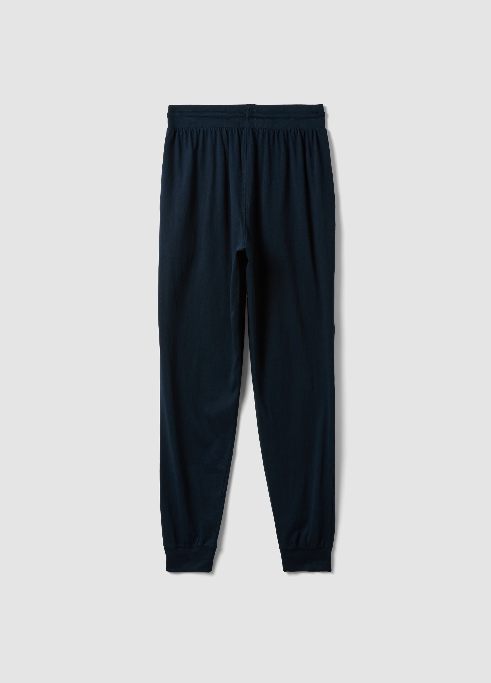 Blaue Pyjamahose aus Bio-Baumwolle mit Kordelzug