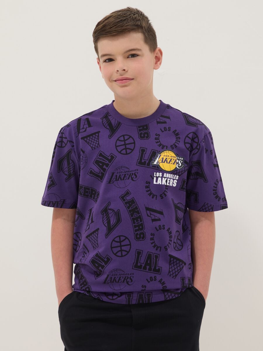 Violettes Kurzarm-T-Shirt aus reiner Baumwolle_0