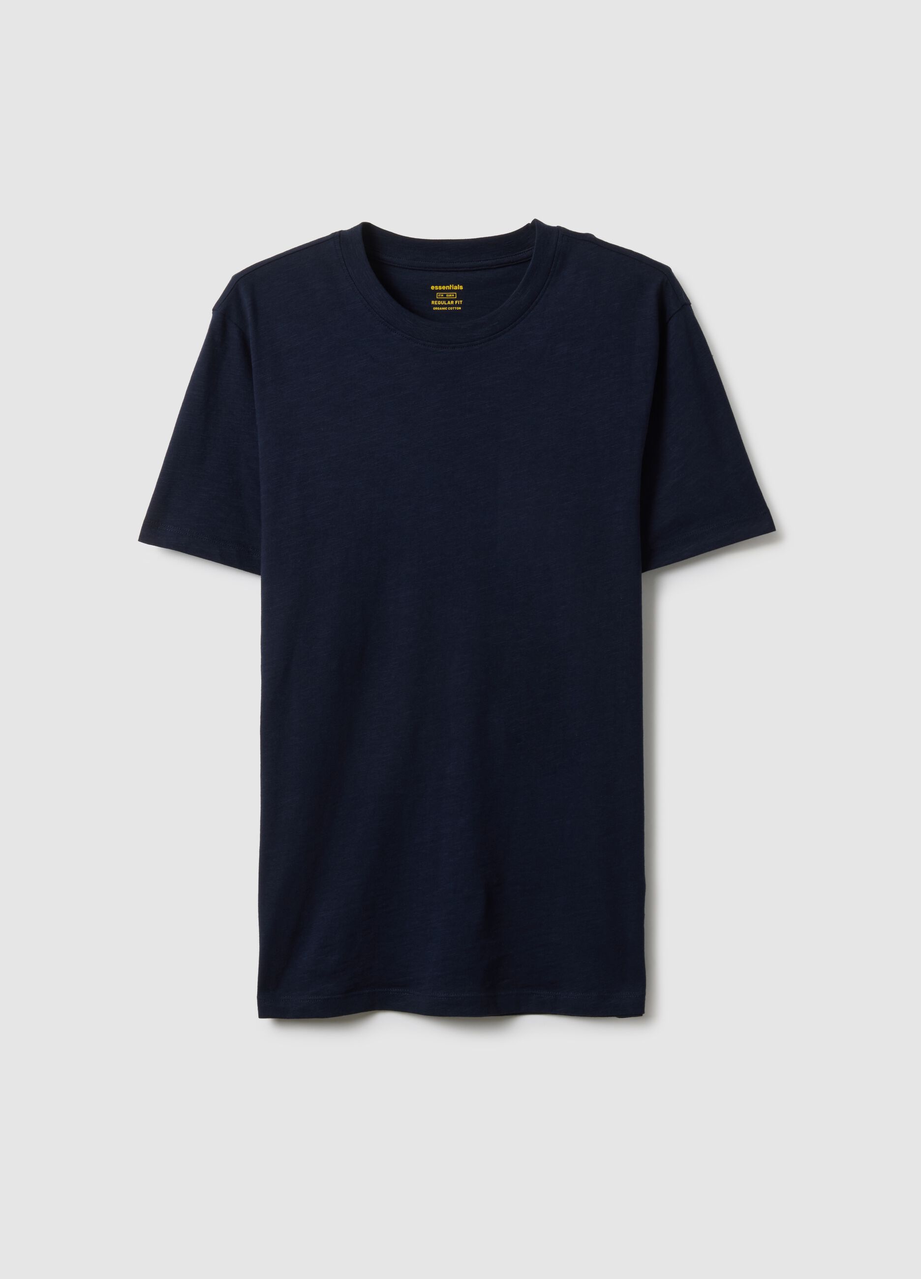 T-shirt azul de algod&atilde;o puro, regular fit