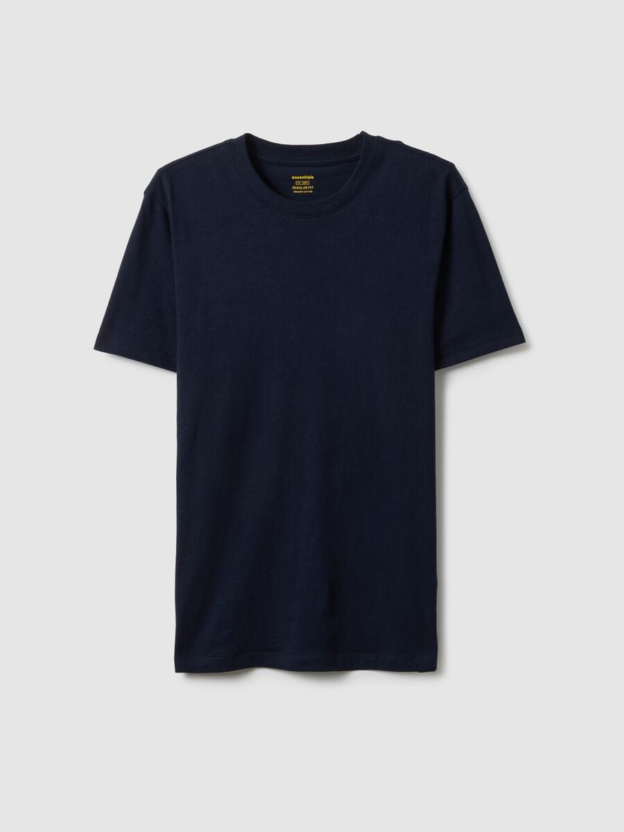 Camiseta azul de algod&oacute;n puro, ajuste regular_4