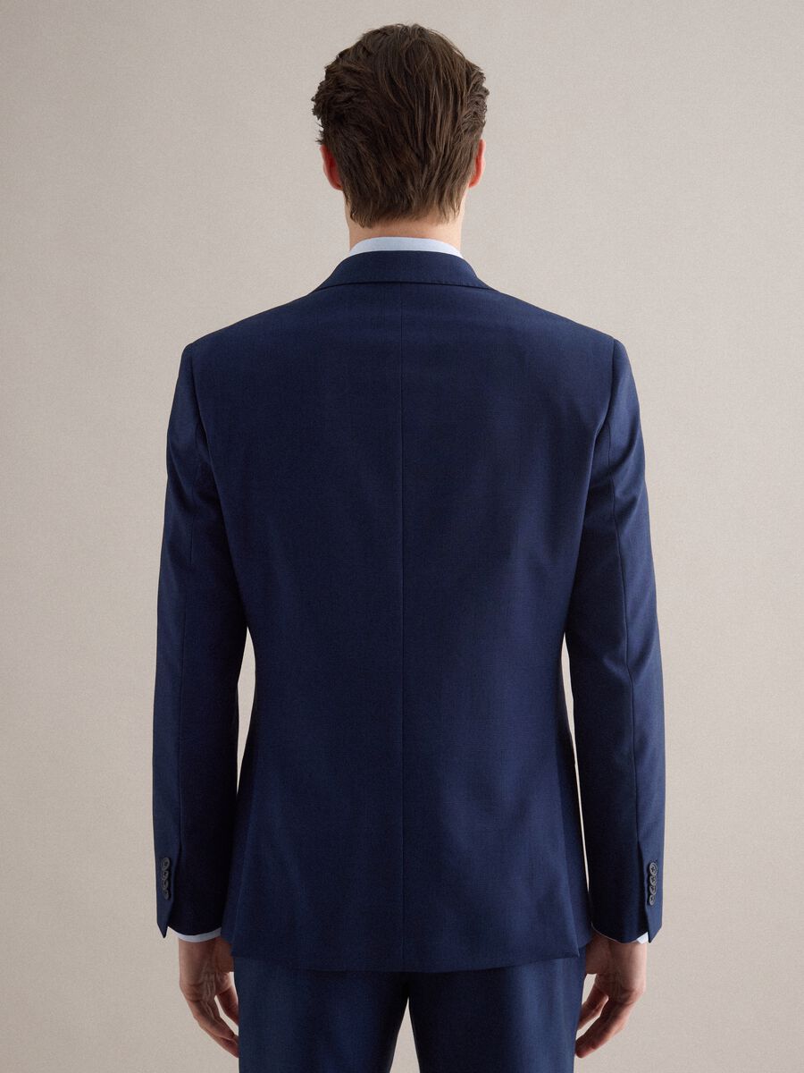 Blue Single-Breasted Slim Fit Jacket_2