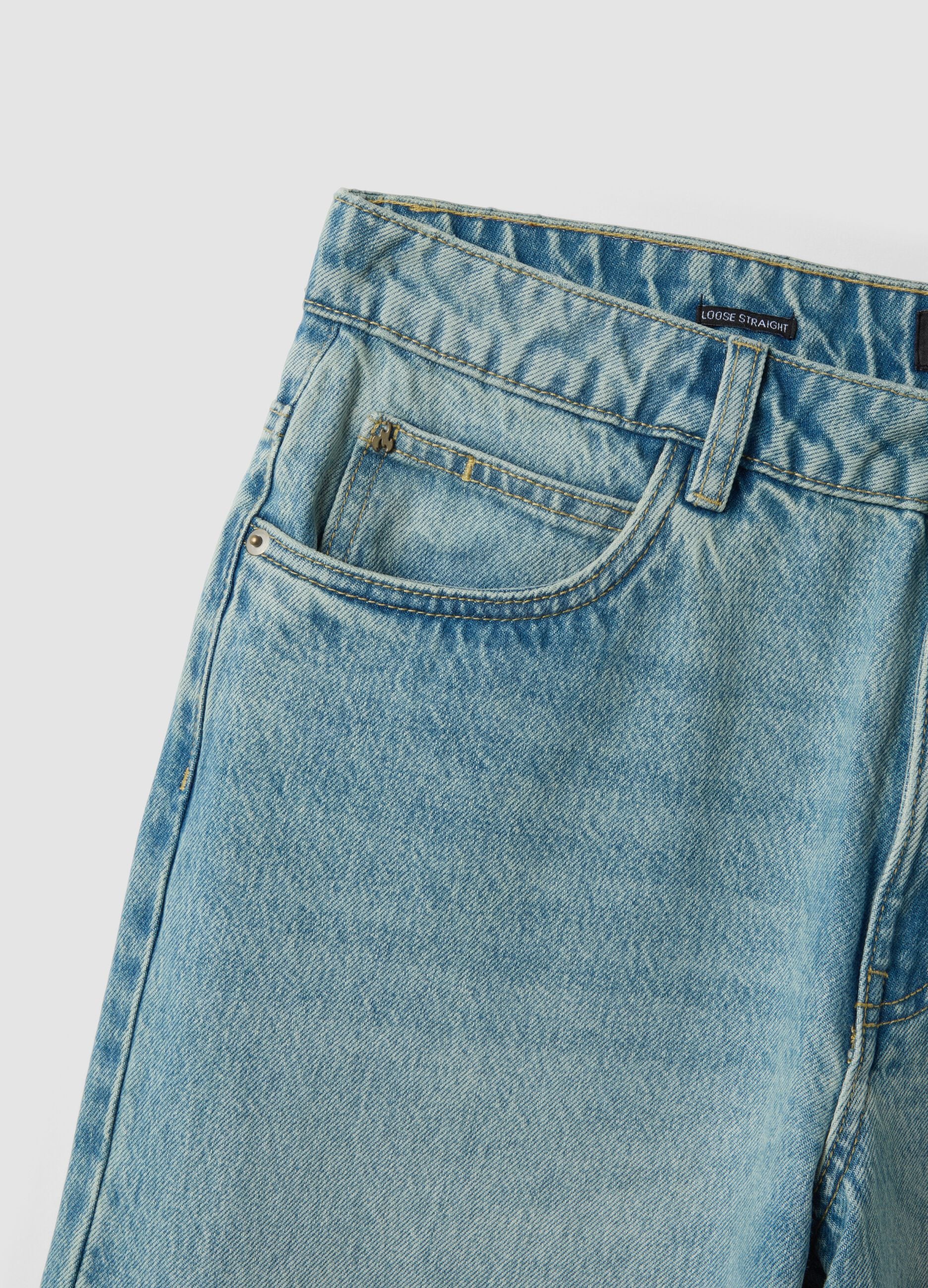 Jeans blu chiaro in puro cotone loose fit