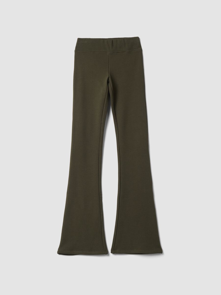 Pantaloni verdi flare in cotone elasticizzato_0