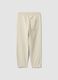 White pure cotton jogger trousers for kids, regular fit_1