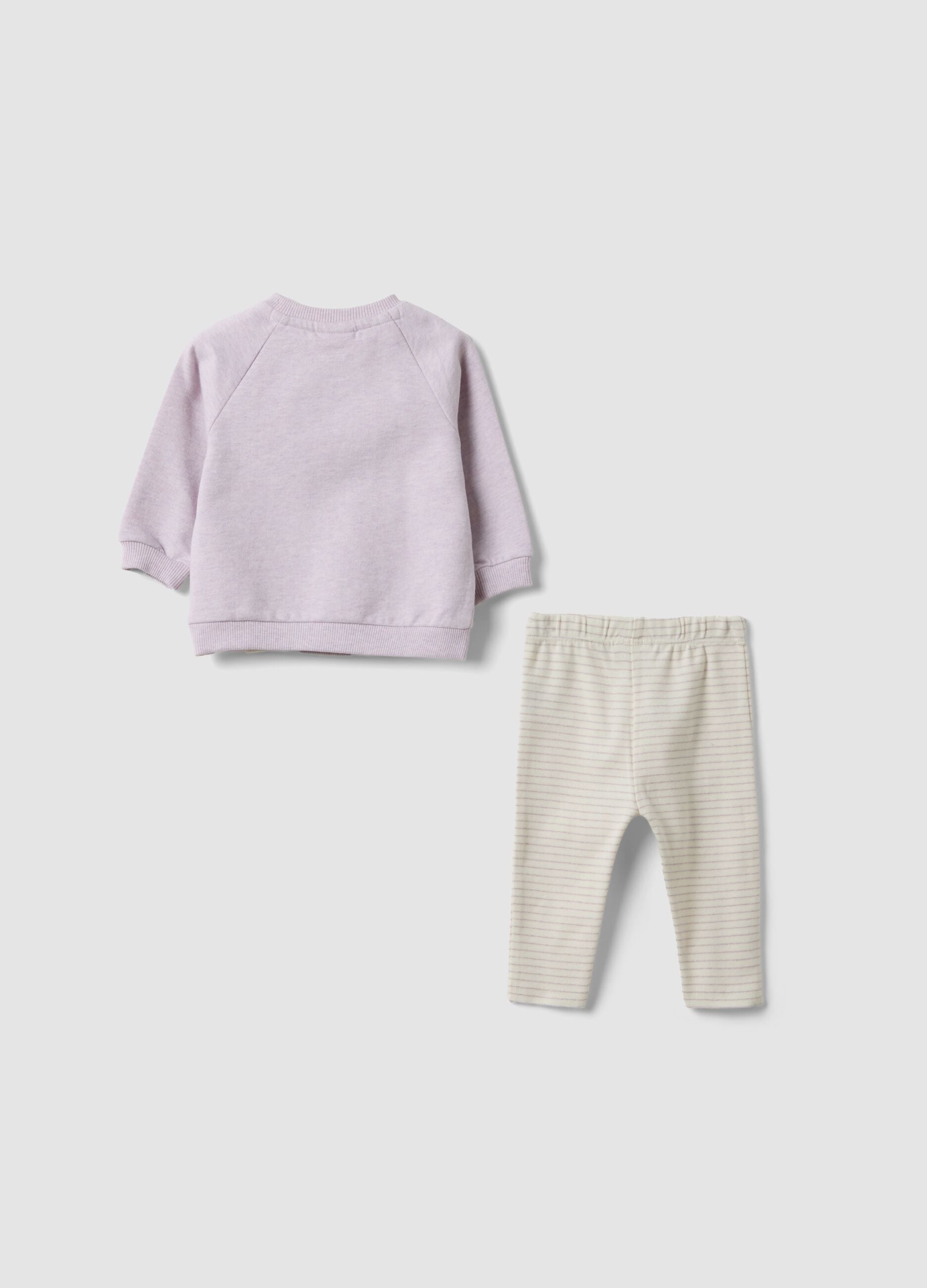Violettes Set aus Bio-Baumwolle mit Sweatshirt und Leggings f&uuml;r Baby-M&auml;dchen