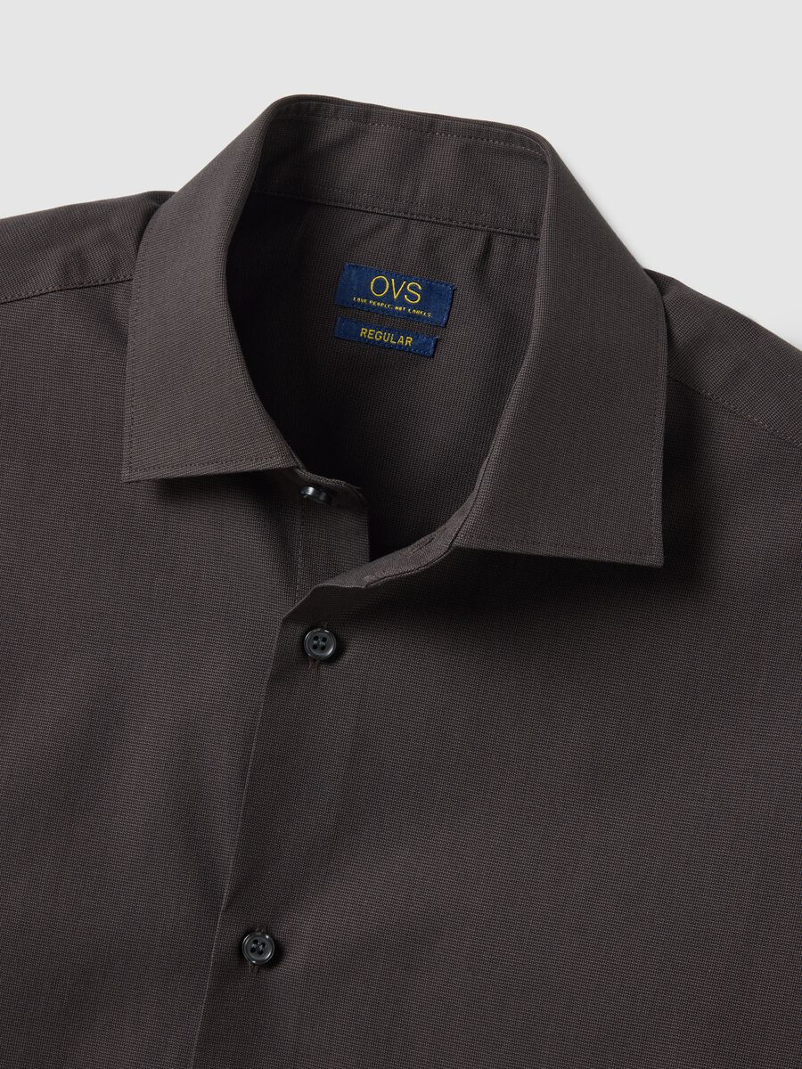 Brown pure cotton regular fit easy iron shirt_5