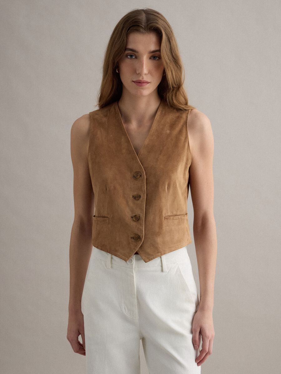 Brown Genuine Leather Waistcoat_1