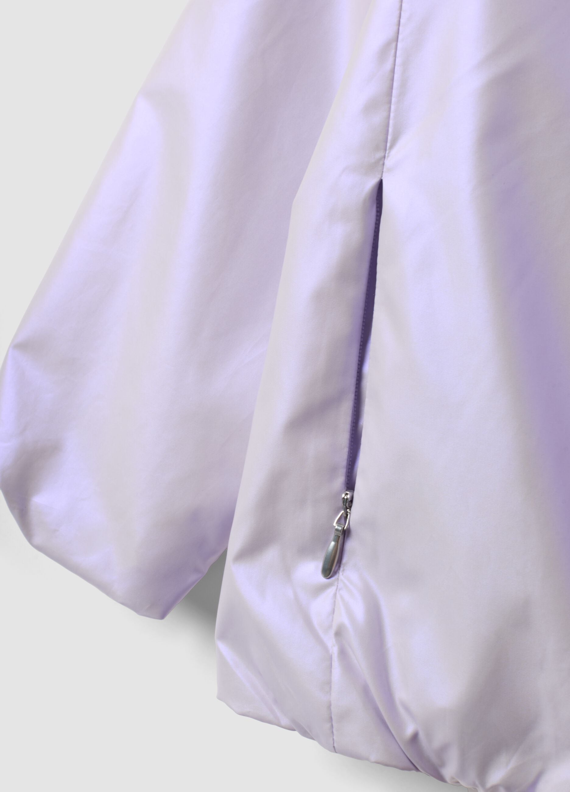 Casaco leve roxo com fecho e capuz para menina, corte regular