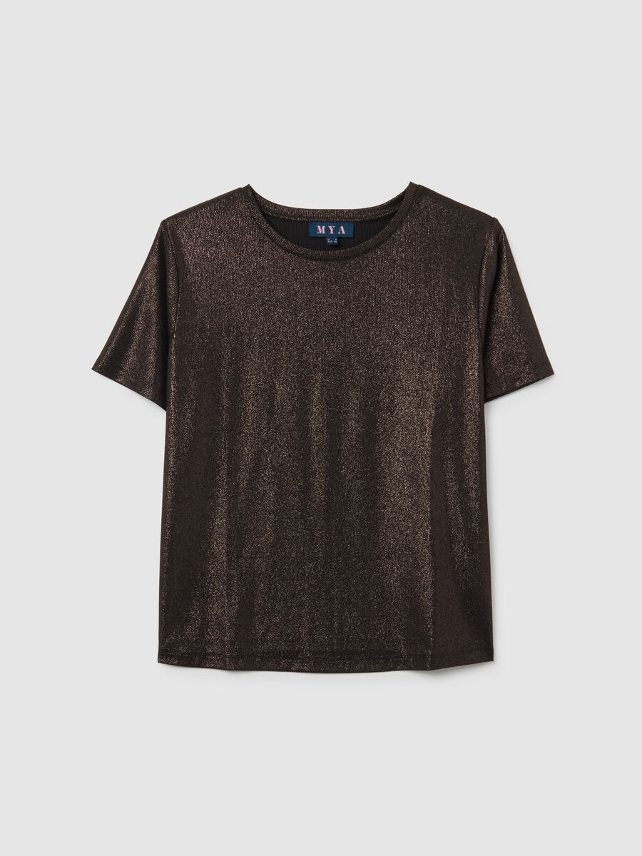 Regular fit metallic brown T-shirt_4
