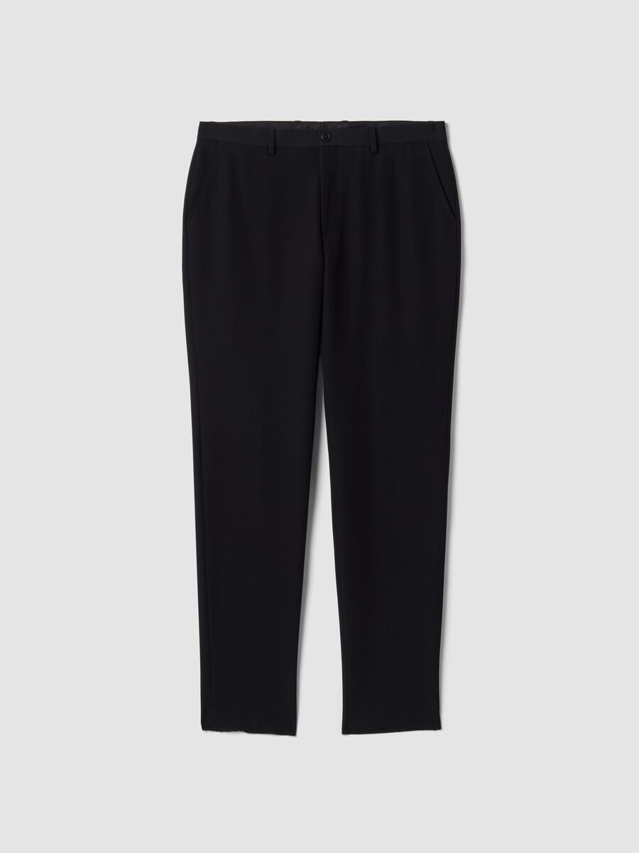 Pantaloni formali neri in viscosa elasticizzata slim fit_4