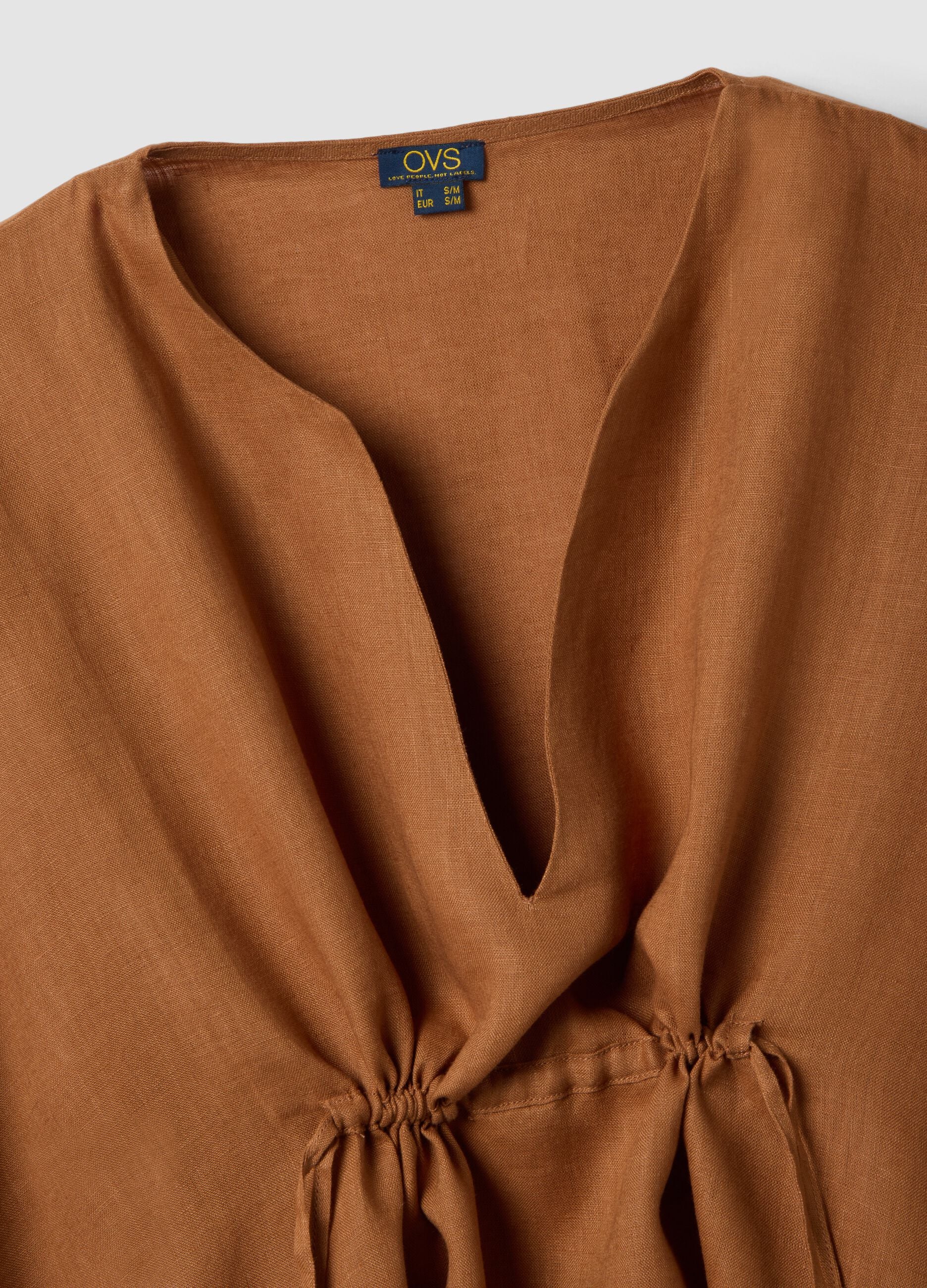 Brown pure linen kaftan